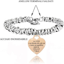 SAGA GIOIELLI® BRACCIALE NODINI INTRECCIATO DONNA FRASI PENSIERI PAROLE EMOZIONALE INCISIONE CUORE