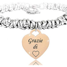 SAGA GIOIELLI® BRACCIALE NODINI INTRECCIATO DONNA FRASI PENSIERI PAROLE EMOZIONALE INCISIONE CUORE