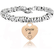 SAGA GIOIELLI® BRACCIALE NODINI INTRECCIATO DONNA FRASI PENSIERI PAROLE EMOZIONALE INCISIONE CUORE