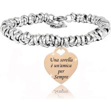 SAGA GIOIELLI® BRACCIALE NODINI INTRECCIATO DONNA FRASI PENSIERI PAROLE EMOZIONALE INCISIONE CUORE