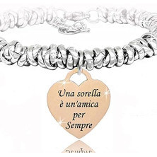 SAGA GIOIELLI® BRACCIALE NODINI INTRECCIATO DONNA FRASI PENSIERI PAROLE EMOZIONALE INCISIONE CUORE