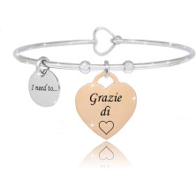 SAGA GIOIELLI® BRACCIALE RIGIDO DONNA FRASI PENSIERI PAROLE EMOZIONALE INCISIONE ACCIAIO CUORE ROSE' (Le amiche sono le sorelle