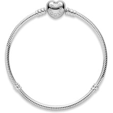 Pandora Moments - Bracciale con maglia snake e chiusura a cuore in in Argento Sterling, Gioiello da polso,