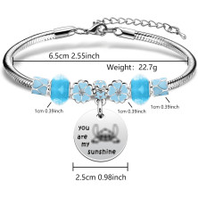 LUXYSODE Bracciale rigido da donna e ragazza con ciondolo con scritta "You are my sunshine" per figlia e nipote