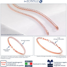 inSCINTILLE Bracciale Tennis Donna Uomo con Zirconi e Chiusura a Scatto Regolabile