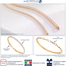 inSCINTILLE Bracciale Tennis Donna Uomo con Zirconi e Chiusura a Scatto Regolabile