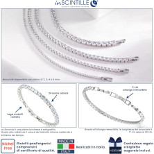 inSCINTILLE Bracciale Tennis Donna Uomo con Zirconi e Chiusura a Scatto Regolabile