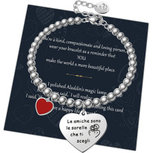 Chritice Regali Natale Donna Regalo Natale Amica Mamma Nonna, Bracciale Donna Acciaio con Frasi Bracciale Amicizia Regalo Amica