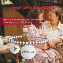 Chritice Regali Natale Donna Regalo Natale Amica Mamma Nonna, Bracciale Donna Acciaio con Frasi Bracciale Amicizia Regalo Amica