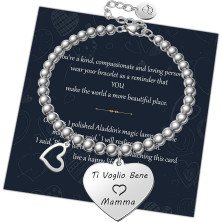 Chritice Regali Natale Donna Regalo Natale Amica Mamma Nonna, Bracciale Donna Acciaio con Frasi Bracciale Amicizia Regalo Amica