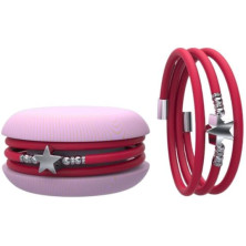 Macaron TOOLATE Bracciale Charm Macaron Donna in Caucciù con Simbolo, Charm Cuore Stella Quadrifoglio, Confezione Pasticcino -