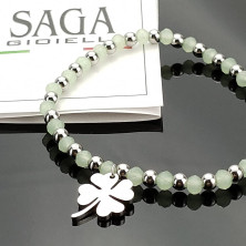 SAGA GIOIELLI® Bracciale Donna Cristalli Quadrifoglio Portafortuna Acciaio