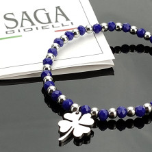 SAGA GIOIELLI® Bracciale Donna Cristalli Quadrifoglio Portafortuna Acciaio