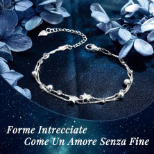 CheersLife Bracciale In Argento Con Stelle E Perline Per Le Donne,Regali Di Ispirazione Per Le Donne Ragazze,Bracciali Per Donna