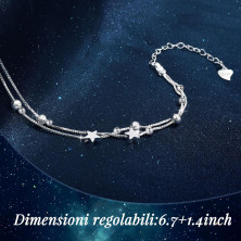 CheersLife Bracciale In Argento Con Stelle E Perline Per Le Donne,Regali Di Ispirazione Per Le Donne Ragazze,Bracciali Per Donna