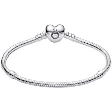 Pandora, set regalo originale, 1 braccialetto in argento con cuore e chiusura 590719 e 1 charm in argento “Apri il tuo cuore”