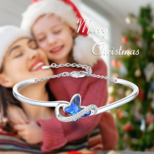 GEORGE · SMITH Bracciale Donna Placcato Argento, Regolabile, Bracciale Farfalla con Zirconi 5A - Idee Regalo Donne per Natale,