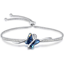 GEORGE · SMITH Bracciale Donna Placcato Argento, Regolabile, Bracciale Farfalla con Zirconi 5A - Idee Regalo Donne per Natale,