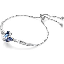 GEORGE · SMITH Bracciale Donna Placcato Argento, Regolabile, Bracciale Farfalla con Zirconi 5A - Idee Regalo Donne per Natale,