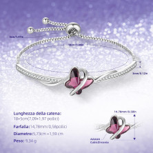 GEORGE · SMITH Bracciale Donna Placcato Argento, Regolabile, Bracciale Farfalla con Zirconi 5A - Idee Regalo Donne per Natale,