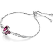 GEORGE · SMITH Bracciale Donna Placcato Argento, Regolabile, Bracciale Farfalla con Zirconi 5A - Idee Regalo Donne per Natale,