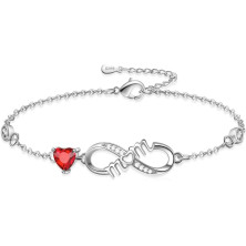 Tusuzik Regalo Donna Compleanno,Bracciale Infinito Donna Argento 925 con Cuore Zirconi Regolabile Bracciali Donna Gioielli