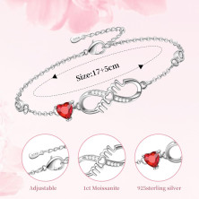 Tusuzik Regalo Donna Compleanno,Bracciale Infinito Donna Argento 925 con Cuore Zirconi Regolabile Bracciali Donna Gioielli