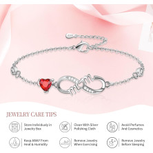 Tusuzik Regalo Donna Compleanno,Bracciale Infinito Donna Argento 925 con Cuore Zirconi Regolabile Bracciali Donna Gioielli