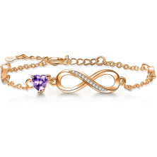 Tusuzik Regalo Donna Compleanno,Bracciale Infinito Donna Argento 925 con Cuore Zirconi Regolabile Bracciali Donna Gioielli