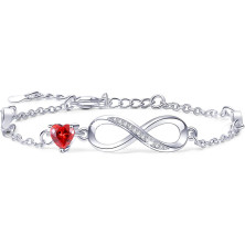 Tusuzik Regalo Donna Compleanno,Bracciale Infinito Donna Argento 925 con Cuore Zirconi Regolabile Bracciali Donna Gioielli