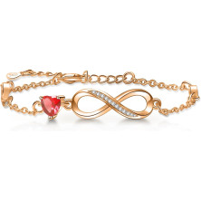 Tusuzik Regalo Donna Compleanno,Bracciale Infinito Donna Argento 925 con Cuore Zirconi Regolabile Bracciali Donna Gioielli