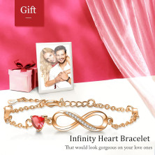 Tusuzik Regalo Donna Compleanno,Bracciale Infinito Donna Argento 925 con Cuore Zirconi Regolabile Bracciali Donna Gioielli