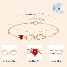 Tusuzik Regalo Donna Compleanno,Bracciale Infinito Donna Argento 925 con Cuore Zirconi Regolabile Bracciali Donna Gioielli