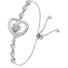 Tusuzik Regalo Donna Compleanno,Bracciale Infinito Donna Argento 925 con Cuore Zirconi Regolabile Bracciali Donna Gioielli