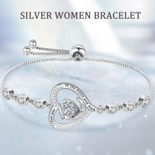 Tusuzik Regalo Donna Compleanno,Bracciale Infinito Donna Argento 925 con Cuore Zirconi Regolabile Bracciali Donna Gioielli