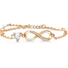 Tusuzik Regalo Donna Compleanno,Bracciale Infinito Donna Argento 925 con Cuore Zirconi Regolabile Bracciali Donna Gioielli