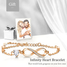 Tusuzik Regalo Donna Compleanno,Bracciale Infinito Donna Argento 925 con Cuore Zirconi Regolabile Bracciali Donna Gioielli