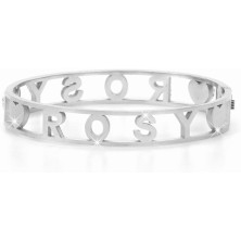 Flowers Bracciale Rigido Acciaio con Nome Vari e Zirconcini Sacchettino in tessuto Scritta nome ricoperta di strass