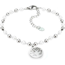 SAGA GIOIELLI® Bracciale Donna Perle Albero Della Vita Stella Acciaio