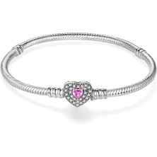 LNQOBU Argento Sterling 925 Braccialetto da Donna con chiusura a cuore Compatibile con Pandora Europei Charms da Donna