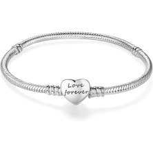 LNQOBU Argento Sterling 925 Braccialetto da Donna con chiusura a cuore Compatibile con Pandora Europei Charms da Donna