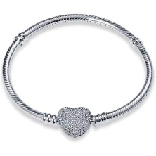 LNQOBU Argento Sterling 925 Braccialetto da Donna con chiusura a cuore Compatibile con Pandora Europei Charms da Donna