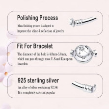 LNQOBU Argento Sterling 925 Braccialetto da Donna con chiusura a cuore Compatibile con Pandora Europei Charms da Donna