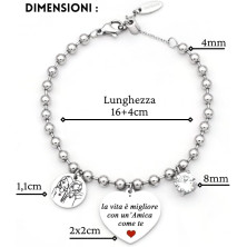 dalcuore Bracciale Amicizia, Ipoallergenico, Idee Regalo Donna Compleanno Amica Migliore Braccialetto Frasi Speciali per Amiche