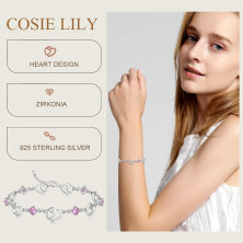 Cosie Lily Bracciale Donna Argento 925 Bracciale Cuore Placcati Oro Rosa Bracciale Mamma Gioielli Regalo Idea Compleanno Festa