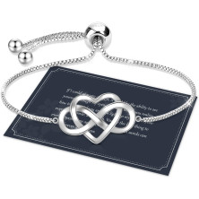 J.Fée Regali Natale Donna Regalo Donna Natale, Bracciale Donna Argento 925 con Infinito Cuore Bracciale Argento Regolabile