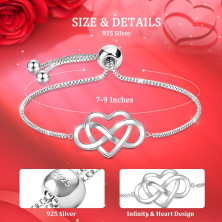 J.Fée Regali Natale Donna Regalo Donna Natale, Bracciale Donna Argento 925 con Infinito Cuore Bracciale Argento Regolabile