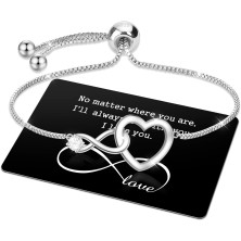 J.Fée Regali Natale Donna Regalo Donna Natale, Bracciale Donna Argento 925 con Infinito Cuore Bracciale Argento Regolabile