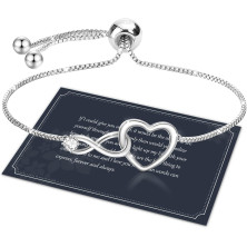 J.Fée Regali Natale Donna Regalo Donna Natale, Bracciale Donna Argento 925 con Infinito Cuore Bracciale Argento Regolabile