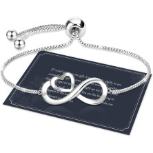 J.Fée Regali Natale Donna Regalo Donna Natale, Bracciale Donna Argento 925 con Infinito Cuore Bracciale Argento Regolabile